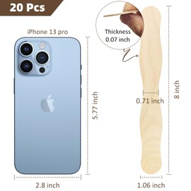 WISYOK 8 inch Craft Sticks, 20 Pack Wood Wavy Sticks, Fan Handles, Large Popsicle Sticks for Crafts, Wedding Programs, DIY Crafting, Painting Mixing