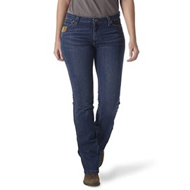 Wrangler Riggs Workwear womens Five Pocket Boot Cut Jean Work Utility Pants, Light Stone, 14W x 32L US