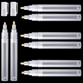 Sepamoon Set of 6 Empty Fillable Pen 3 mm 6 Mm, Refillable Paint Pen Blank Round Tilted Flat Head Refillable Paint Markers Fine Tip Acrylic Markers for Touch Up Graffiti Paper Drawing