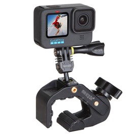 iSHOXS Shark Action Camera Mount Aluminium Compatible with GoPro Hero 13 12 11 10 9 Accessories for Action Camera Handlebar Mount Tube Clamp 28-65 mm Bicycle Motorcycle Mount