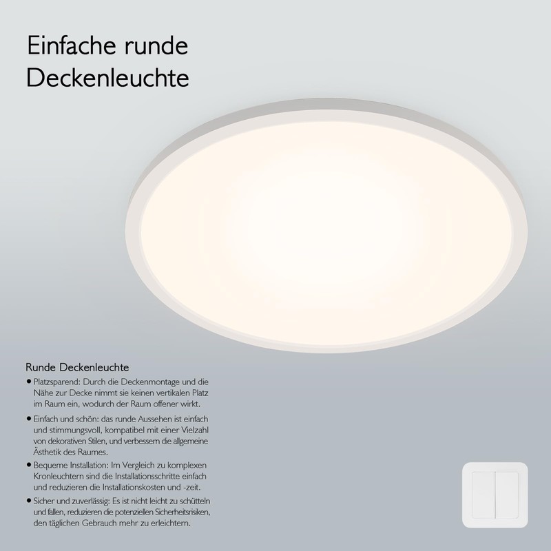 LED Ceiling Light 21 W, 2400 Lumen Dimmable with Remote