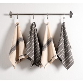 KAF Home Natural Rustic Farmhouse Slubbed Kitchen Towel | 100% Cotton Dish Towel, 18 x 28 Inches | Soft and Absorbent | Set of 4, Black