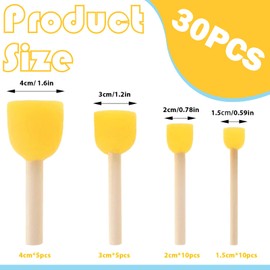 EKSMA Sponge Painting Brush Set – 30Pcs Versatile Foam Paint Brushes in 4 Sizes, Ideal for Arts, Crafts, and Decoration