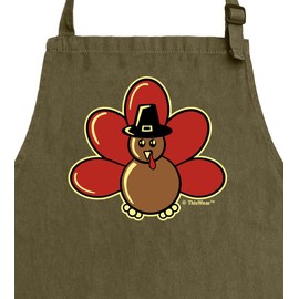Fall Kitchen Accessories Thanksgiving Turkey Apron Funny Baking Apron for Women Two Pocket Apron Military Green
