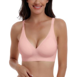 HORISUN Wirefree Bra Full Coverage Womens Seamless Bra with Support(Pink M)