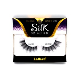 Laflare 3D SILK MINK Premium Faux Mink Eyelashes, Cat Eyes, Wispy, Fluffy, Soft as Mink, Multi-layered False Lashes (SM03)