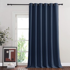 NICETOWN Navy Blue Blackout Room Divider Curtains 90 inch Length, Grommet Energy Saving Thermal Drapes Sound Reducing Window Treatments for Living Room, 1 Panel, W80 x L90