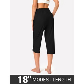 FitsT4 Sports Women's Swim Capris Pants 18" Quick Dry UPF 50+ Beach Modest Swimsuits Bottoms with Mesh Pockets Black S