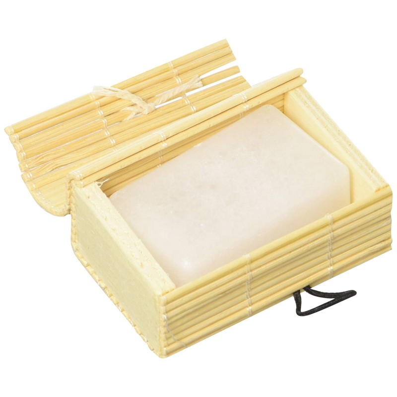 Thai Crystal Deodorant Unscented Stone In Bamboo Box. 0.24 Pounds