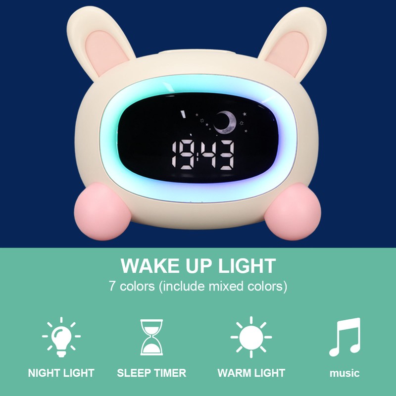 Kids Wake Clock Cartoon Kids Sleep Training Clock with Night