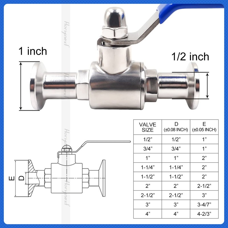 Horiznext stainless steel 1/2 inch tri clamp clover ball valve