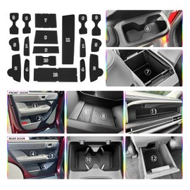 SKTU Door Slot Mat for 2024 2025 Hyundai Santa Fe Door Groove Gate Pad 18Pcs Fit 2024 2025 Santa Fe Accessories Door Compartment Cup Center Console Liners 2024 2025 Santa Fe Floor Liners (Black)