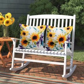Virexen Pack of 2 Waterproof Outdoor Pillow Covers 18x18 Inch Spring Summer Sunflower Pillow Covers Decorative Square Patio Pillows Outdoor Pillows Covers for Patio Furniture Garden(No Pillow Insert)