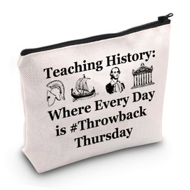 JXGZSO Teacher Appreciation Cosmetic Bag History Makeup Bag History Teacher Gift (Throwback Thursday Bag)