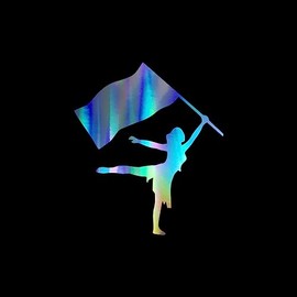 Color Guard Flag Silhouette Sticker Vinyl Decal Notebook Car Window Laptop 4" x 4.5" (Holographic)