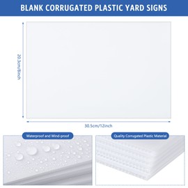 Pinkunn 36 Pack Corrugated Plastic Sheet 3/16 Inch Thick Poster Board 8x12 Inches Waterproof Board Sheets Blank Yard Signs for Indoor and Outdoor Use, Party Decorations, Garage Sale, Guidepost (White)