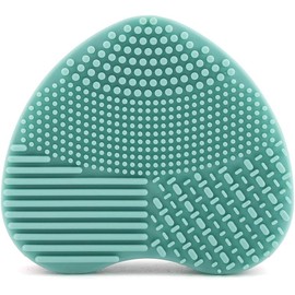 limpiador de brochas de maquillaje de Silicona Makeup Brush Cleaner 8.5x7.6x2.8cm, forma de corazón, diseño con textura, 4 tipos de área de limpieza, diseño del guante de dedo