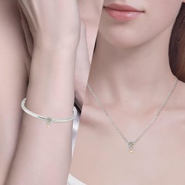 NUNUYAYA Women's Charm Pendant for Bracelet 925 Sterling Silver Elephant Leaf Butterfly Car Dangle Charms Beads Fits Bracelet Necklace Charm Pendant for European Bracelets Women Girls, Silver