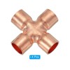 PATIKIL 1/2"(12.7mm) Copper Cross Pipe Fitting, 4 Pcs 4 Way