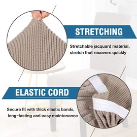 Smarcute Dining Chair Covers Stretch Removable Washable Chair Covers Chair Protector Home Decor Spandex Jacquard Dining Chair Protector Cover for Dining Room Set of 2, Sand