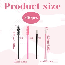 Spoolies, 200pcs Mascara Wands Eyelash Brushes, Lip Scrubber Brush, Disposable Makeup Tool Set, Eyebrow Brush Cosmetic Makeup Brush Tool Kits, Ideal for Mascara, Lip Gloss and Lipstick Testing