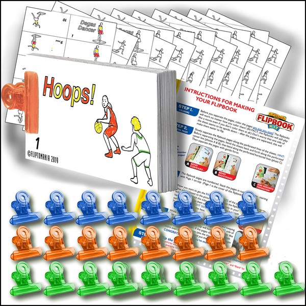 Fliptomania Basketball Flipbook Animation Activity Pack - 25 Sets DIY Flip Books …