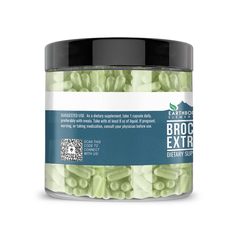 Earthborn Elements Broccoli Extract 200 Capsules, Pure & Undiluted, No