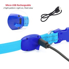 Domagiker Led Puppy Collar - USB Rechargeable Light Up Small Dog Collars, Nylon Adjustable Flashing Cat Safety Necklace, Camping Gear for Small Dogs and Cats