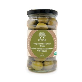 Divina Organic Green Olives, Pitted - 290 ml