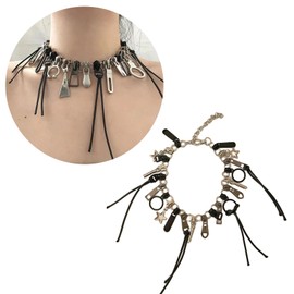 YANIYA Unique Zipper Necklace Personality Clavicle Chains Retro Fringe Chain Head Y2k Hip Hop Choker Women's Fashion Accessory