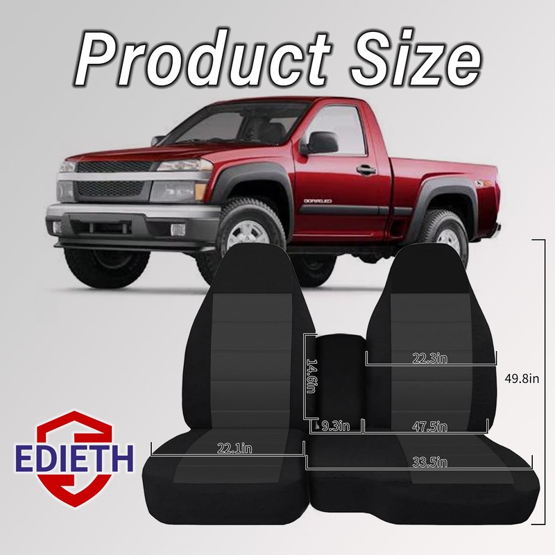 EDIETH Front 60/40 Split Bench Seat Covers for Chevy Colorado