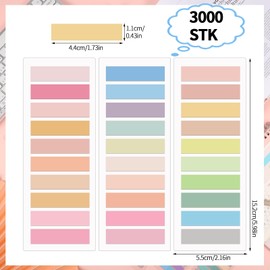 Yoosso Pack of 3000 Adhesive Strips, 15 Sets Sticky Markers, Index Tabs, Small Sticky Notes, Aesthetic Sticky Notes, Pastel Self-Adhesive Notes for Office, School, Page Marking (Multi-Colour)