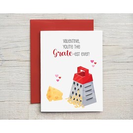 Valentine Card Funny Valentine Card Pun Kids Valentine Card You're The Grate-est Cheesy Valentine Card for Him or Her