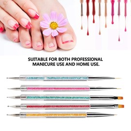 Nail Art Brush, 5Pcs Nail Art Pen Manicure Tool Set Cuidado De Pluma De Doble Punta, Nail Art Diy Decoration Tool, For Cepillos Para Uñas Aplicación Rhinestone Handle Salon