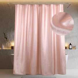 Popkozzi Blush Pink Shower Curtain: 84 Inch Glitter Sparkle Bling Shiny Extra Long Fabric Shower Curtains for Bathroom - Luxury Elegant Fancy Glam Metallic Shimmer Satin Bath Curtain - 72x84