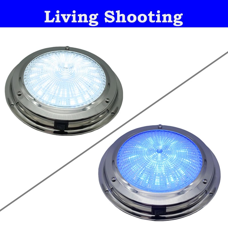 SMIXCTEK Marine Boat Dome Light, Dual Color 5.5" 12V LED