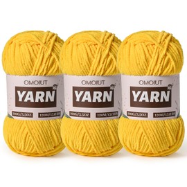 3 Packs Plush Chenille Chunky Crochet Yarn - Baby Yarn for Crocheting Soft - Velvet Yarns Knitting for Blankets Crafts - Fluffy Amigurumi Yarns 300g / 393yd (3 Golden Yellow)