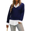Oyamiki 2 in 1 Tops for Women Sweater with Collared