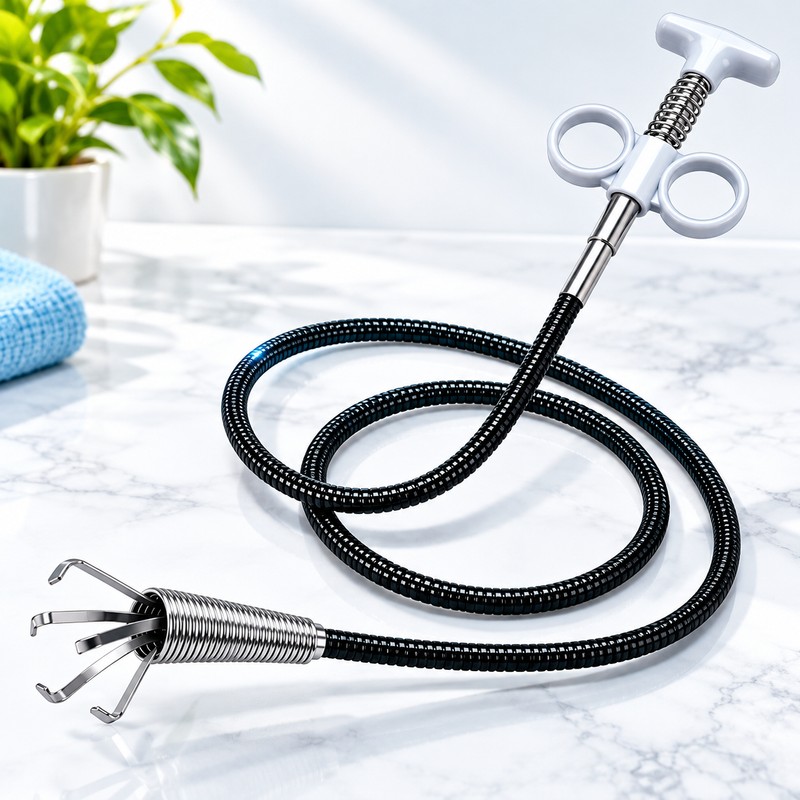 Flexible Drain Grabber for Clog Removal – Long-Reach 4-Claw Pickup