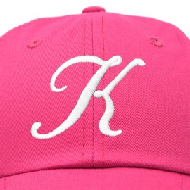 DALIX Initial Hat Letter K Hot Pink Womens Baseball Cap Monogram Embroidered