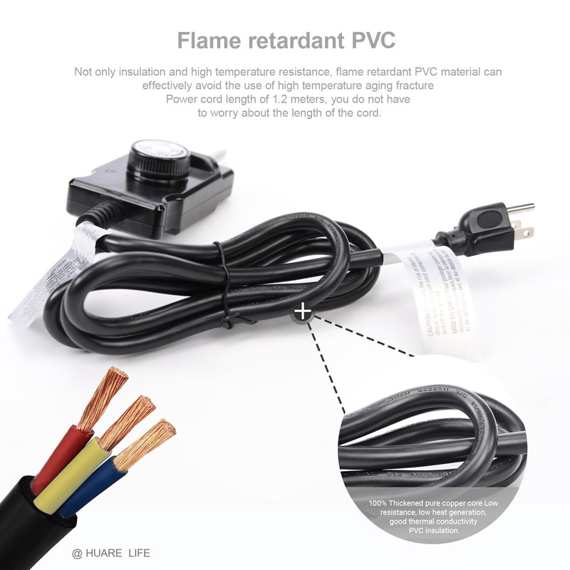 Adjustable Thermostat Control Power Cord for Masterbuilt, Royal Gourmet, Analog