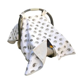 effe bébé Car Seat Covers for Newborn Infant Baby - Made from 100% Breathable Cotton - Can be Used for Carseat Canopy Baby Carrier Stroller Cover - for Boys and Girls (Grey Hedgehog)