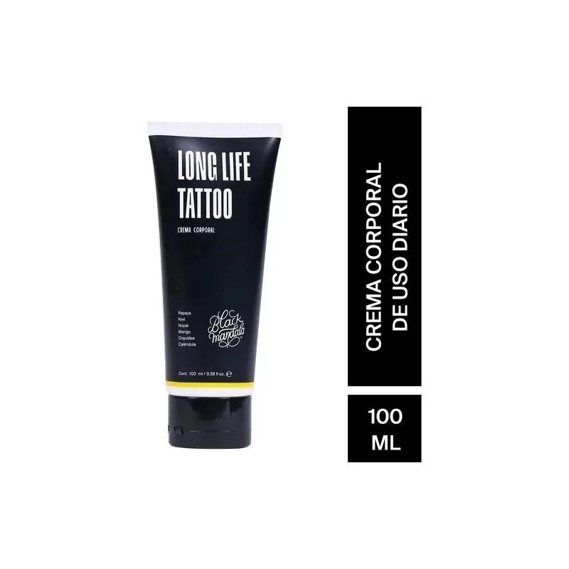 Crema Para Tatuajes Long Life Tattoo Black Mandala 100 Ml