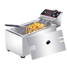 ODPFTY Deep Fryer Stainless Steel - Commercial Style Electric Fryer with Adjustable Thermostat, Rapid Heating & Oil Filtration Basket - Safe for Home Kitchen (Chips/Chicken/Donuts), 3L