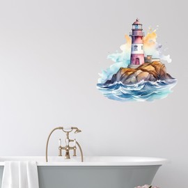 GRAZDesign Wall Sticker Lighthouse North Sea Sea Wall Sticker Bathroom Hallway Living Room 52 x 50 cm