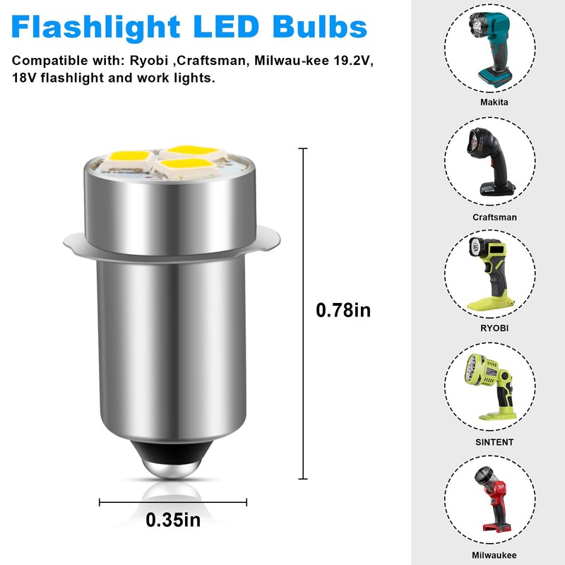 Flashlight LED Light Bulb for Ryobi Craftsman Flashlight ／Work Light