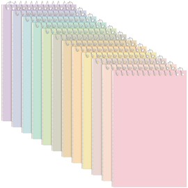 Fuutreo 12 Pcs 5'' x 8'' Top Bound Spiral Notebooks Office Steno Book for Women Cute Durable Spiral College Ruled Paper 70 Sheets Multicolor Covers, School Supplies(Macaron Color,Classic)