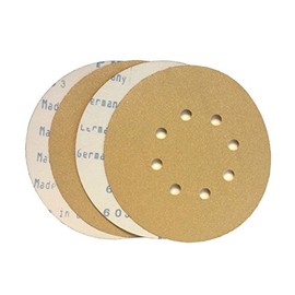 Starcke Premium 6" x 8 Hole Gold Aluminum Oxide Hook and Loop Paper Sanding Discs | for Wood, Metal, Composites, Paint & Lacquer (320, 25 Pack)