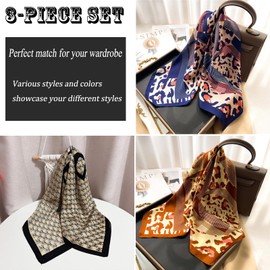 CODCOS 3 Pack 27.5 Inch Silk Feeling Scarf for Women Square Satin Head Scarf Hair Wrap Bandana Set