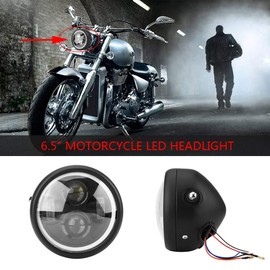 Faro Delantero Moto Homologado H4,Faro de la motocicleta,16cm/6.5 "Bombilla LED de la linterna del faro de la motocicleta para Cafe Racer Bobber